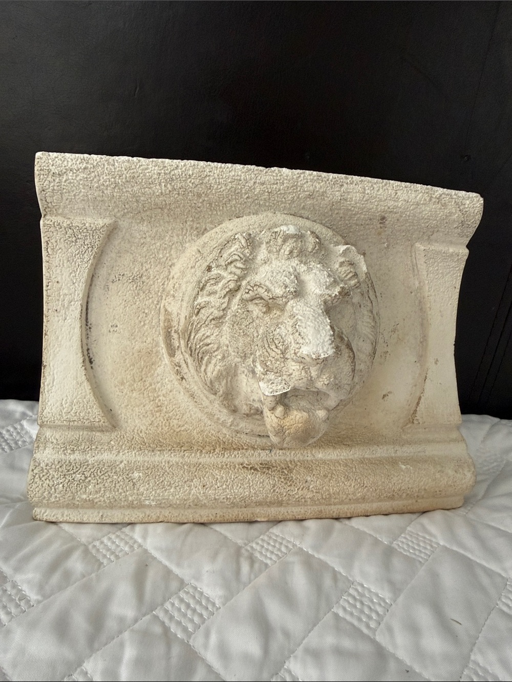 Vintage Classic Cream Lion Head Wall Sculpture - Architectural Accent
